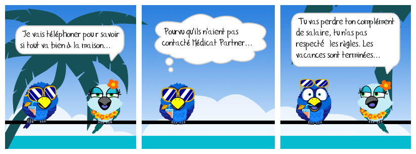 bd oiseaux en arrêt de travail vacances terminées